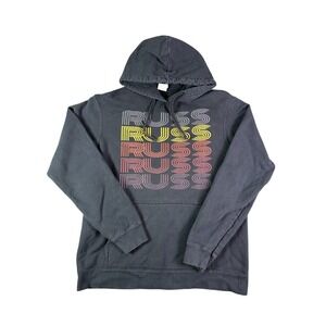 Russ Hoodie Fan Favorite Black Spellout Grunge Pullover Size Large Hip Hop